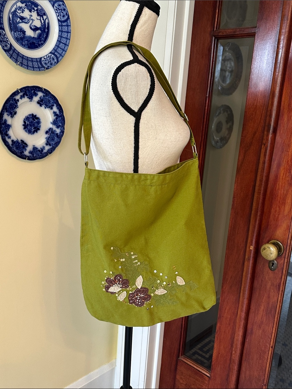 Y2K Old Navy | Cotton Shoulder Bag Floral Embroidered Sequins Boho